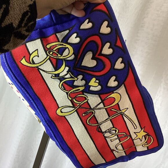 Brighton Star Spangled Hearts Canvas Shopper Tote Beach Bag Purse Fashion Runway - Picture 5 of 8